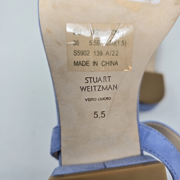 New Stuart Weitzman Tibbey Suede Sandal Periwinkle 5.5 - Picture 9 of 10